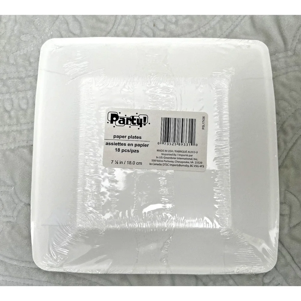 Lot‎ White Square Plates Napkins Party Disposable Microwave-safe 7